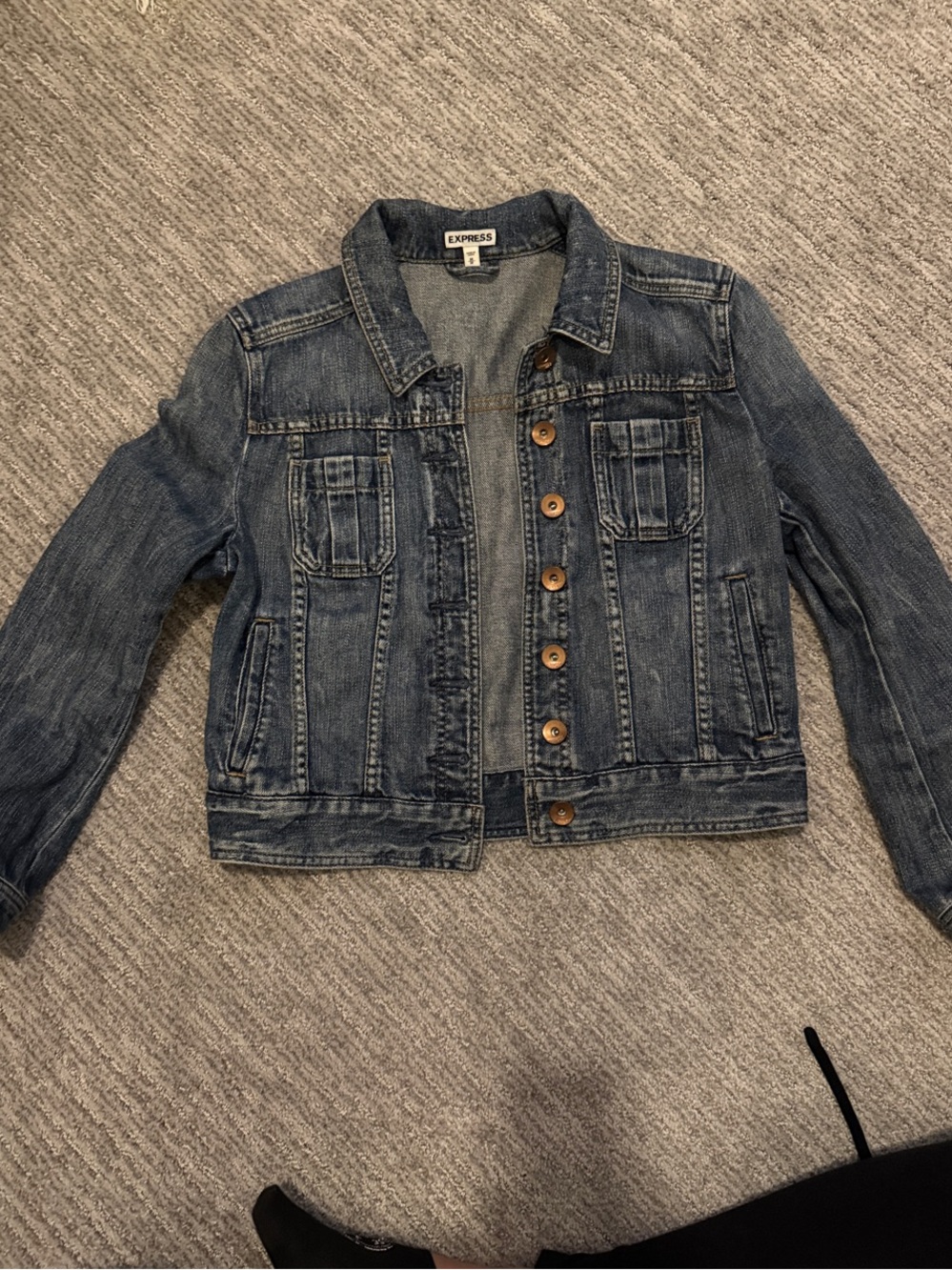Express Blue Denim Button-Front Jacket